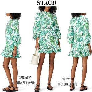 STAUD Carolina Dress Green Paisley size 4